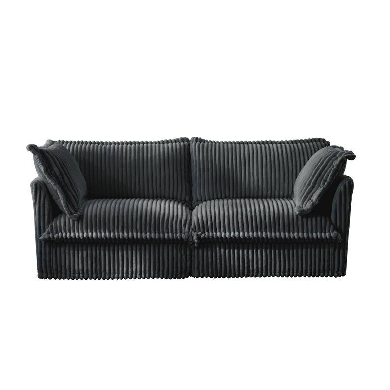 83.4" Corduroy 3-Seater Sofa with Pillows, Living Room or Bedroom