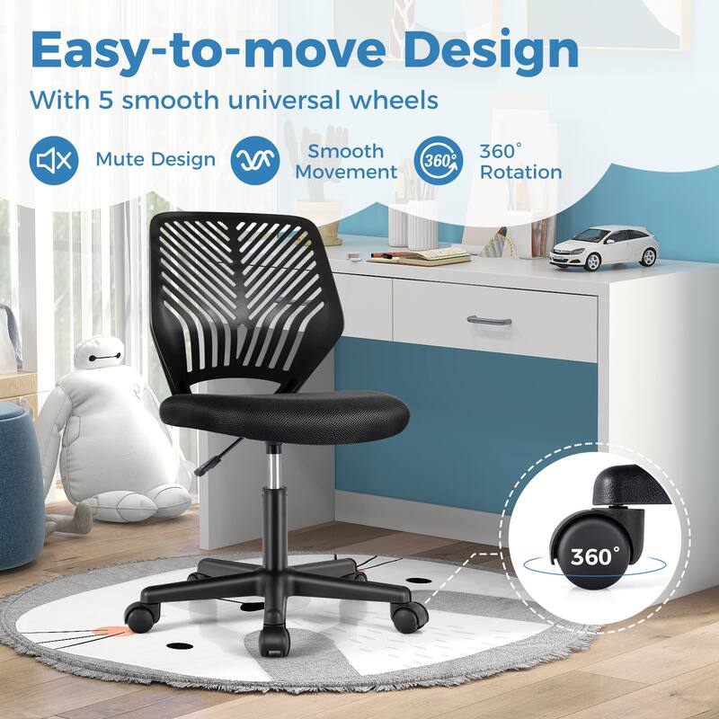 Height-Adjustable Ergonomic Kids Desk Chair with Universal Casters - 20" x 18" x 30.5" - 35"(L x W x H)