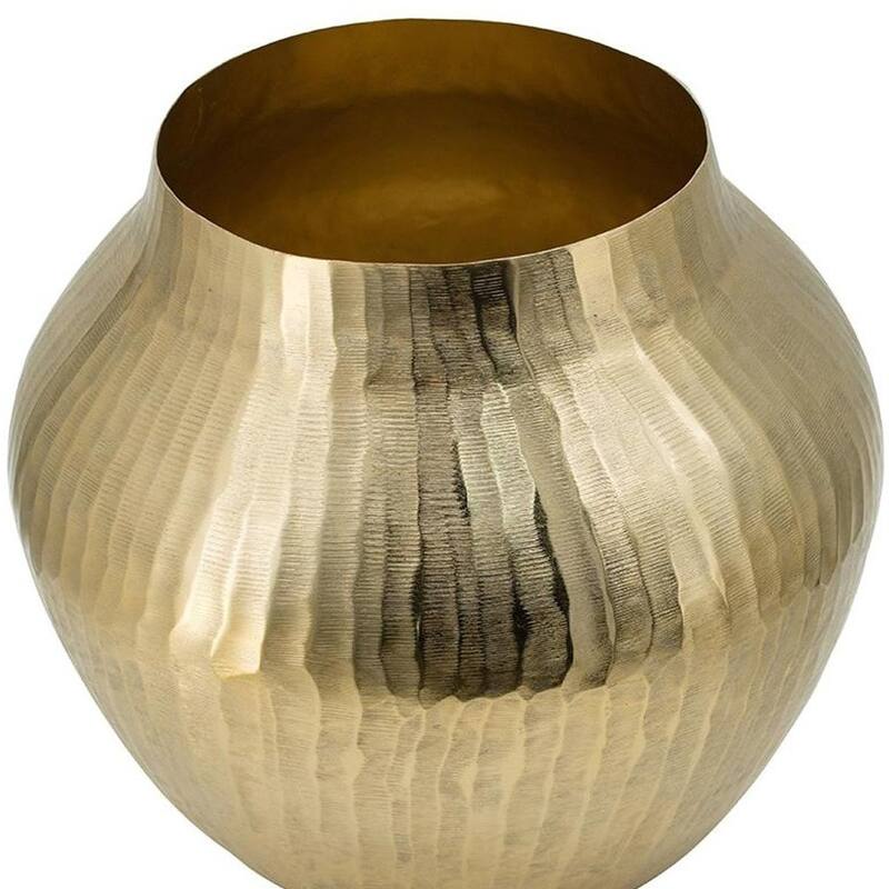 9" Gold Hammered Aluminum Round Table Vase - 12.00