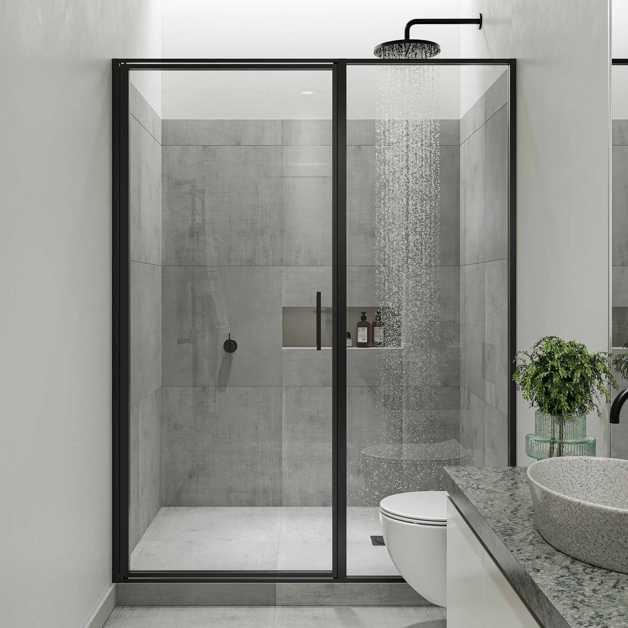 Seawin Axio 58.25 - 59 x 72 inches Framed Pivot Shower Door 5/16