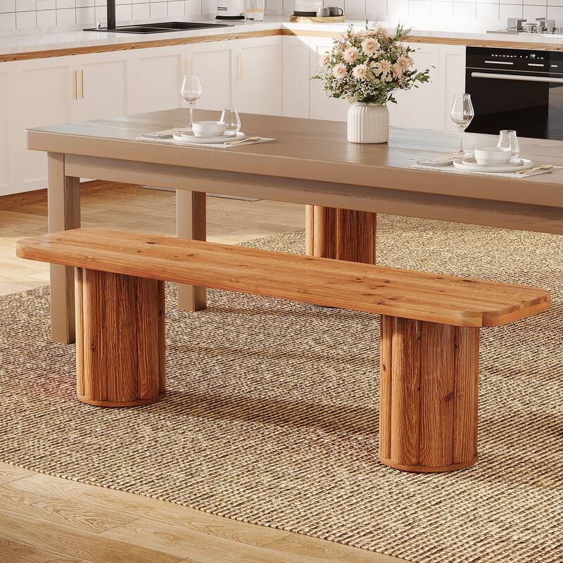 Solid Wood Extra Long Dining Bench, Kitchen Bench Entryway Accent Bench for Dining/Living Room Foyer Entrance Bedroom