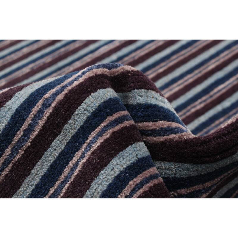 ECARPETGALLERY Hand-knotted Opulence Dark Navy Wool Rug - 3'2 x 11'6