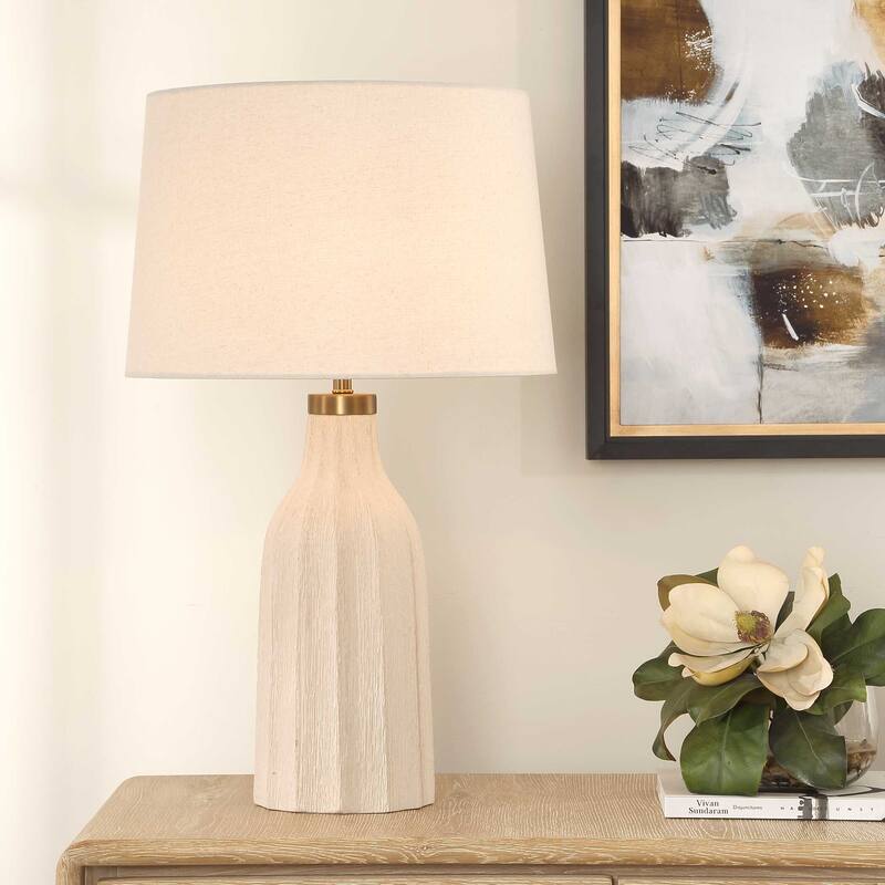 Uttermost Maddox Textured Off White Table Lamp - 17.00" W x 28.50" H x 17.00" D