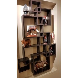 Danya B Espresso Intersecting Cube Shelves