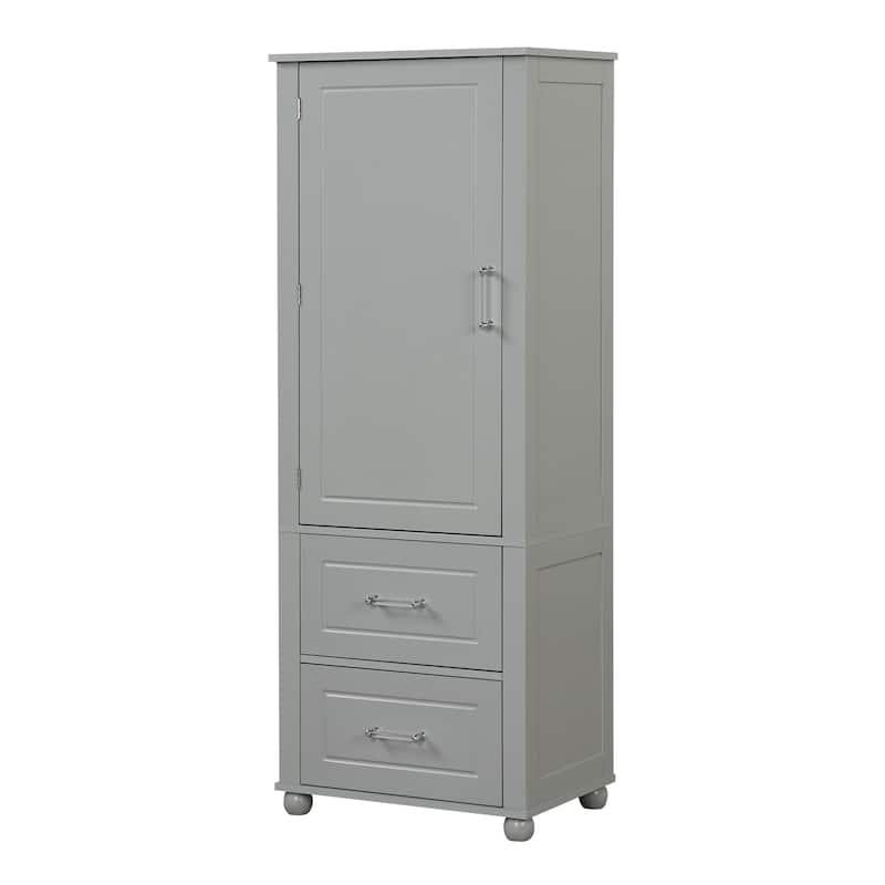 Tall Bathroom Storage Cabinet,Freestanding Storage Cabinet with Two Drawers and Adjustable Shelf,MDF Board with Painted Finish