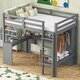 preview thumbnail 3 of 20, Twin Loft Bed with L-shaped Desk, Wardrobe, and Storage Shelves, Grey