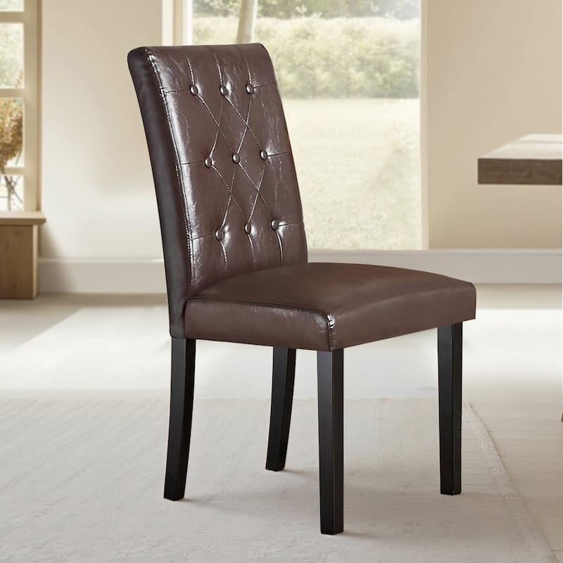 Upholstered Dining Chairs Set of 4, Button Tufted Parsons Dining Chair with Solid Wood Legs, Modern Fabric Side Chair