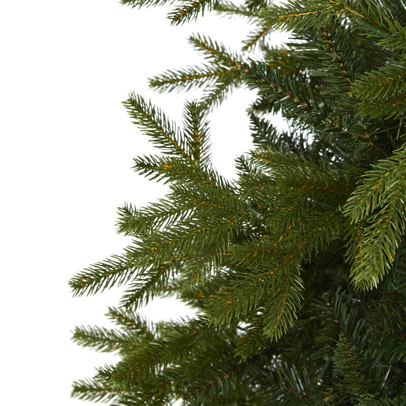 7’ Pre-Lit Belgium Fir Artificial Christmas Tree, Warm Clear LED Lights - 7 Foot