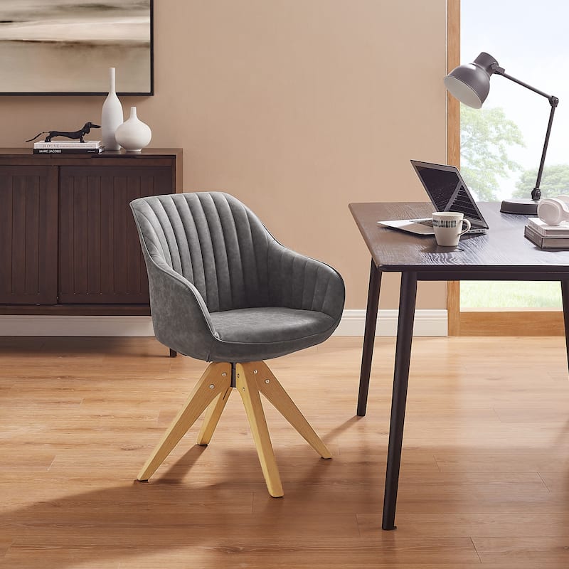 Art Leon Classical Swivel Office Accent Chair with Wood Legs