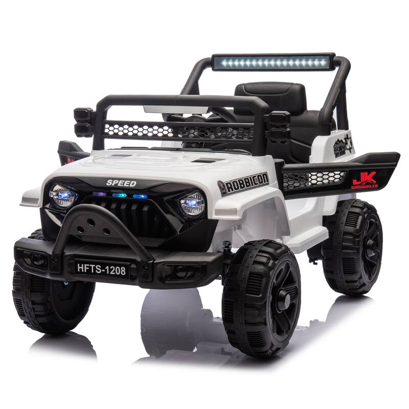 Kids' 12V Ride-On Truck with Early Education, LED Lights, and Music, Perfect Holiday Gift