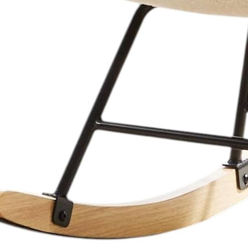 HomeRoots 23" Off White and Black Boucle Steel And Wood Glider Rocking Chair - 22.80 in. x 38.98 in. x 33.61 in.