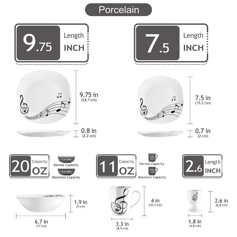 VEWEET 20-Piece White Porcelain Dinnerware Set (Service for 4)