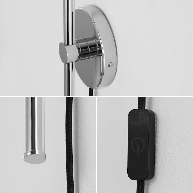 Marion 27.25" 1-Light Modern Minimalist Iron Adjustable Bar Integrated LED Plug-In Sconce, by JONATHAN Y