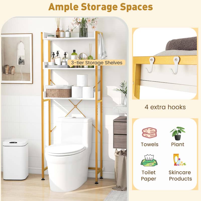 Costway 3-Tier Over-The-Toilet Bathroom Shelf Metal Frame Space Saver - See Details