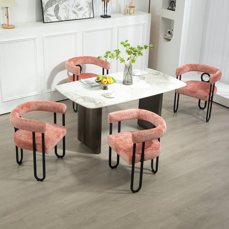 Fabric Upholstered Kitchen Side Dining Chair with Cushion, Backrest, Non Slip Feet for Dining Room Kitchen Living Room Bedroom