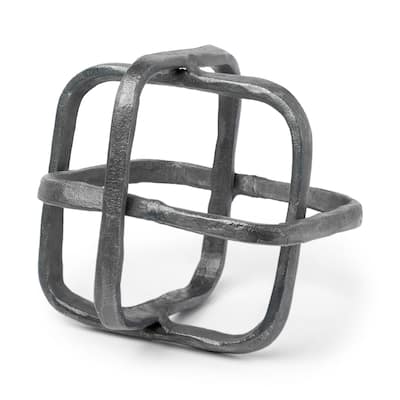 Willem II 9L x 9W Silver Metal Open Cube Decor Object - 8.6L x 8.6W x 8.6H
