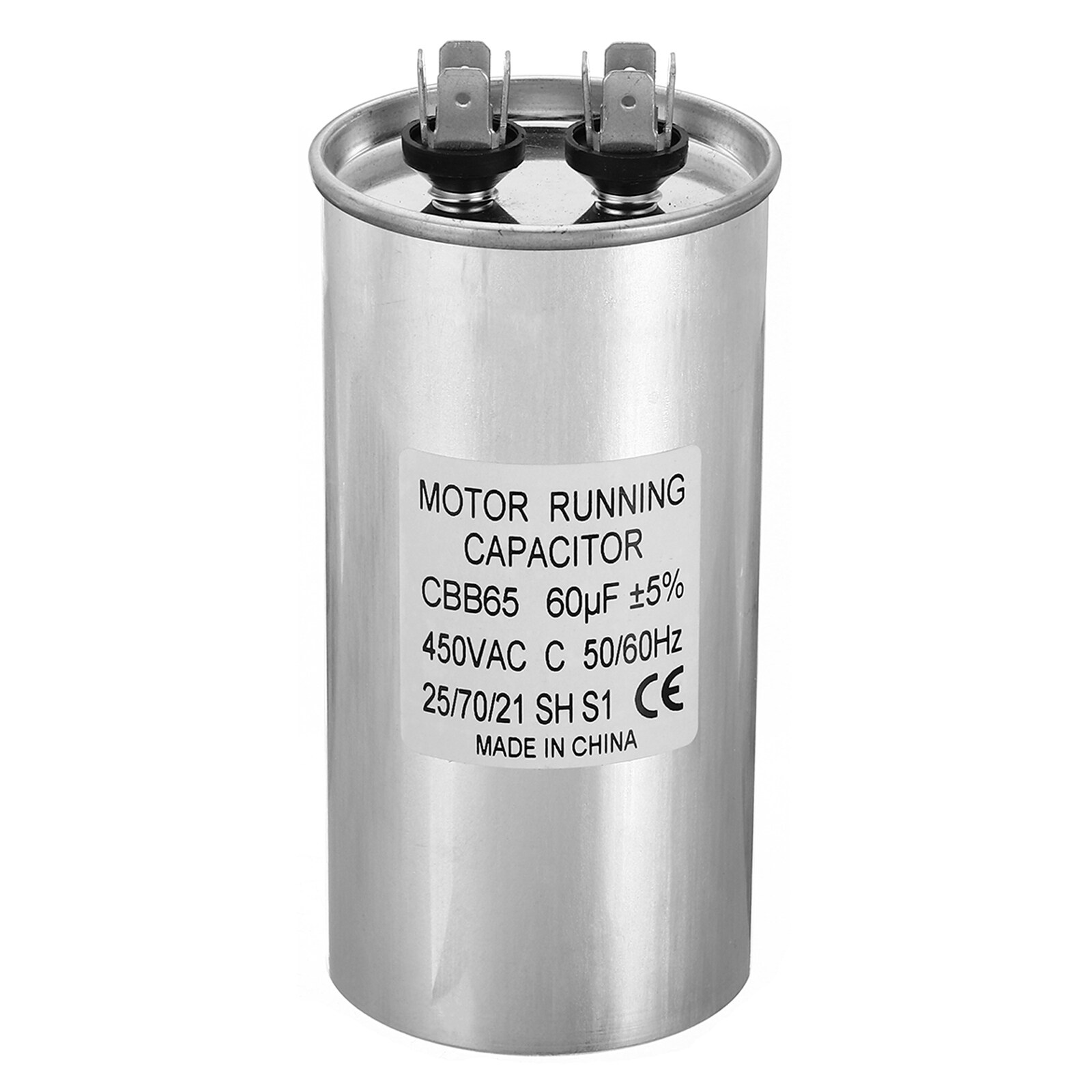 CBB65 60uf Run Capacitor, 60mfd AC 450V Aluminum Case with 2