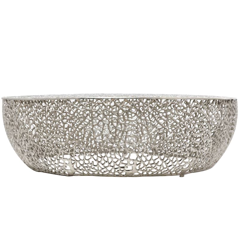 Aluminum Metal Coral Abstract Coffee Table - Silver or Gold - Roche River Decor