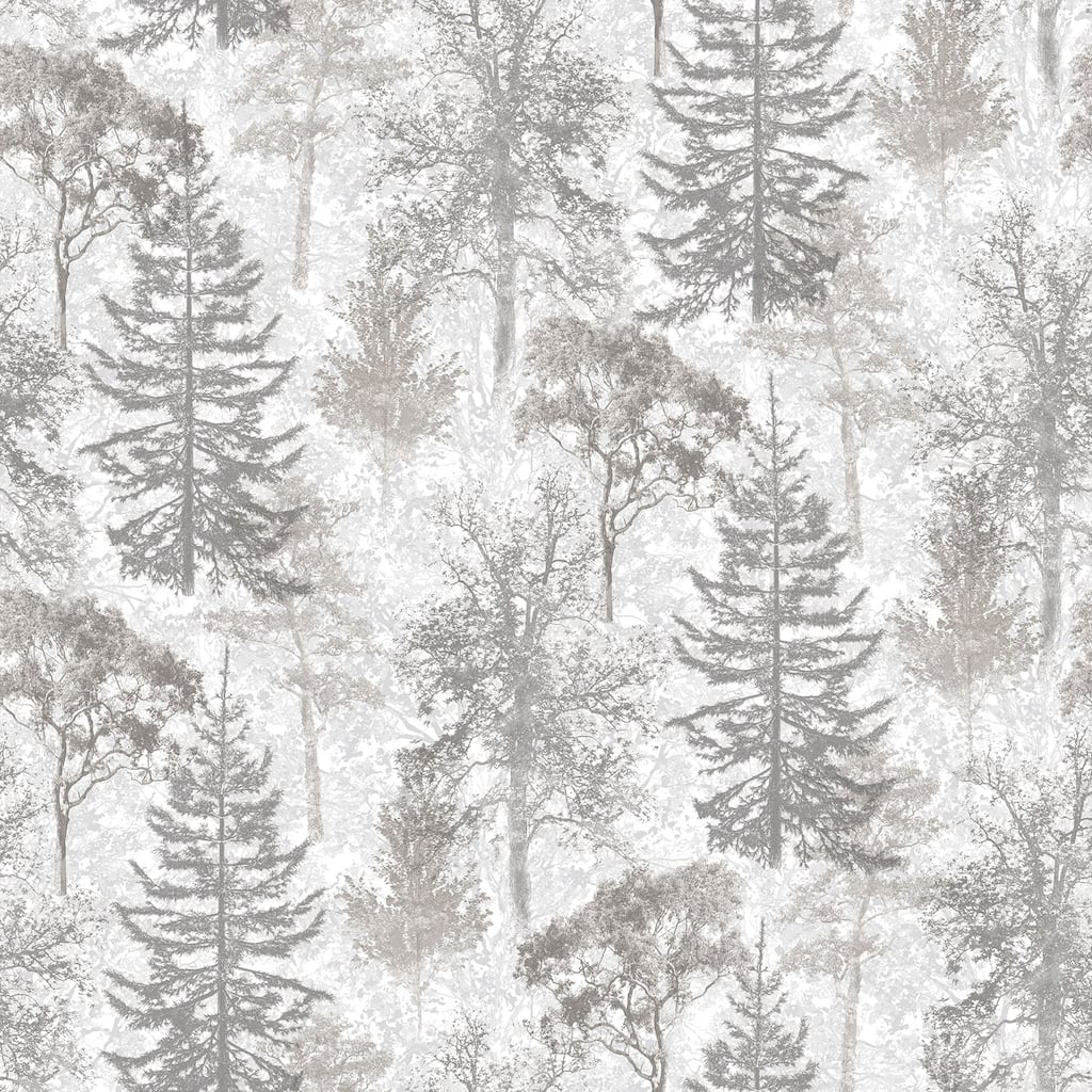 Galerie Wallcoverings Evergreen Forest Trees Design Vinyl on Non-woven Matte Wallpaper Roll - 33 feet long x 21 inches wide