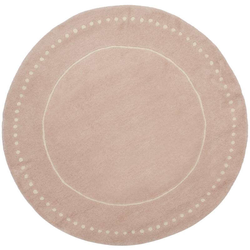 SAFAVIEH Handmade Bella Alverta Dotted Border Wool Rug - 8' Round - Light Pink/Ivory