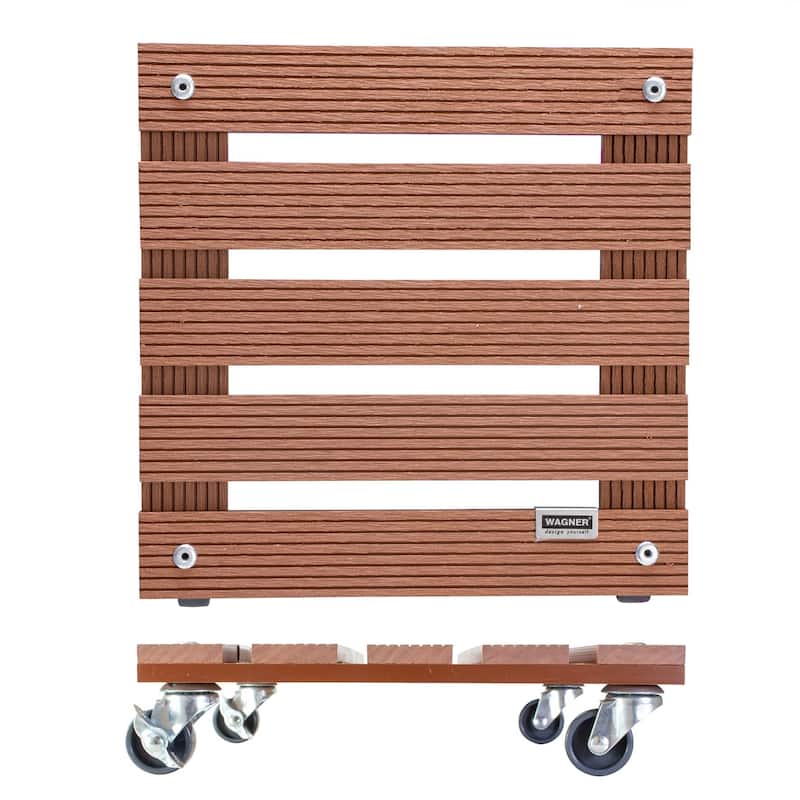 WAGNER design yourself 11.4" Square WPC Plant Caddy, Indoor/Outdoor, with Brakes