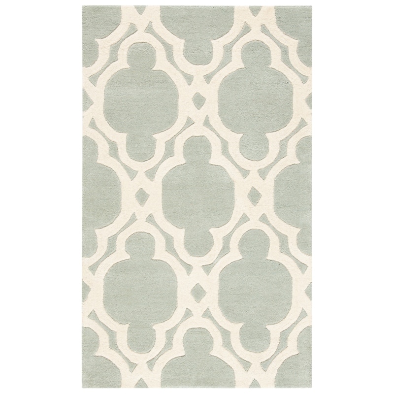 SAFAVIEH Handmade Chatham Naemi Modern Wool Rug - 3' x 5' - Grey/Ivory