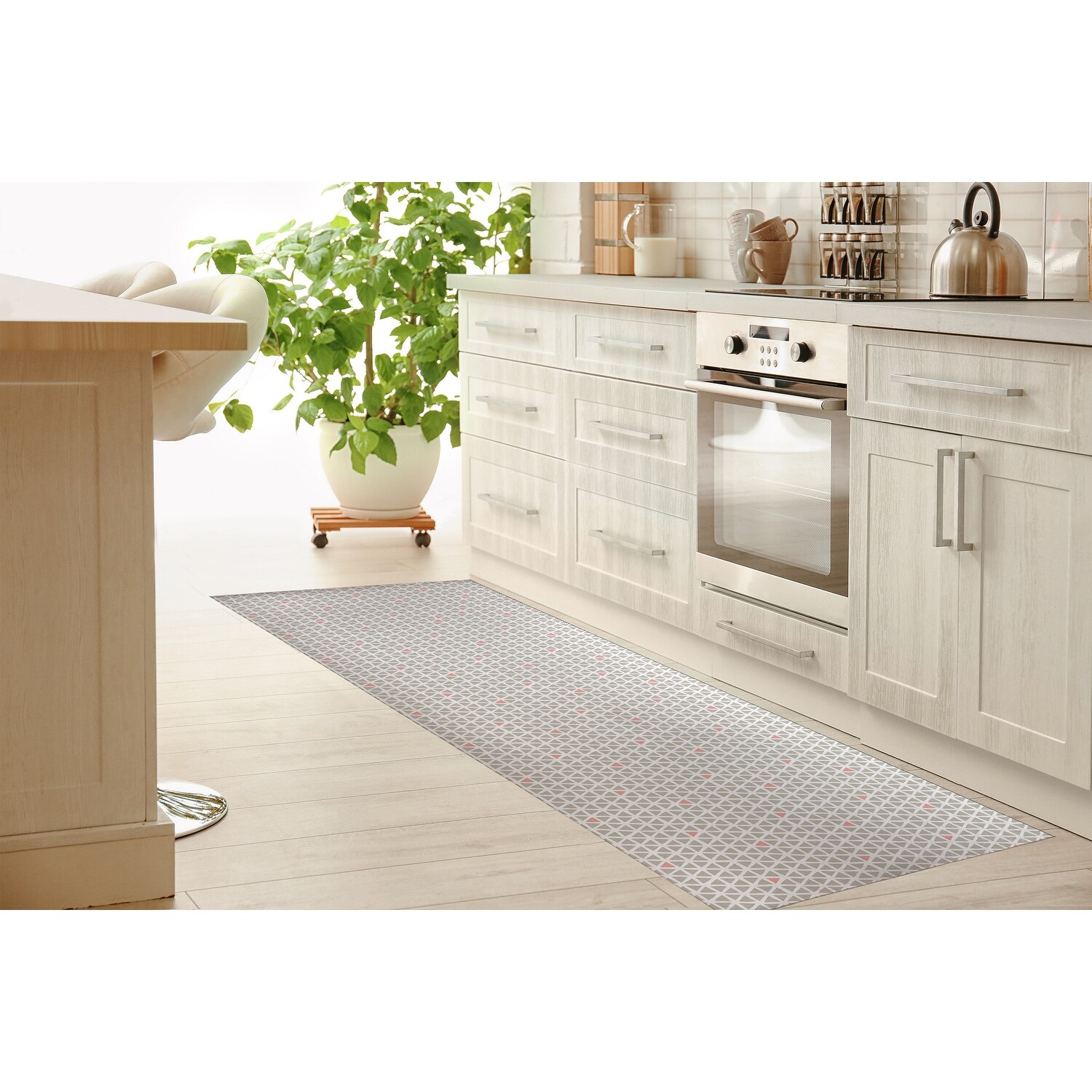 Evideco Beige Woven Effect Kitchen Mat & Runner Rug Set of 2