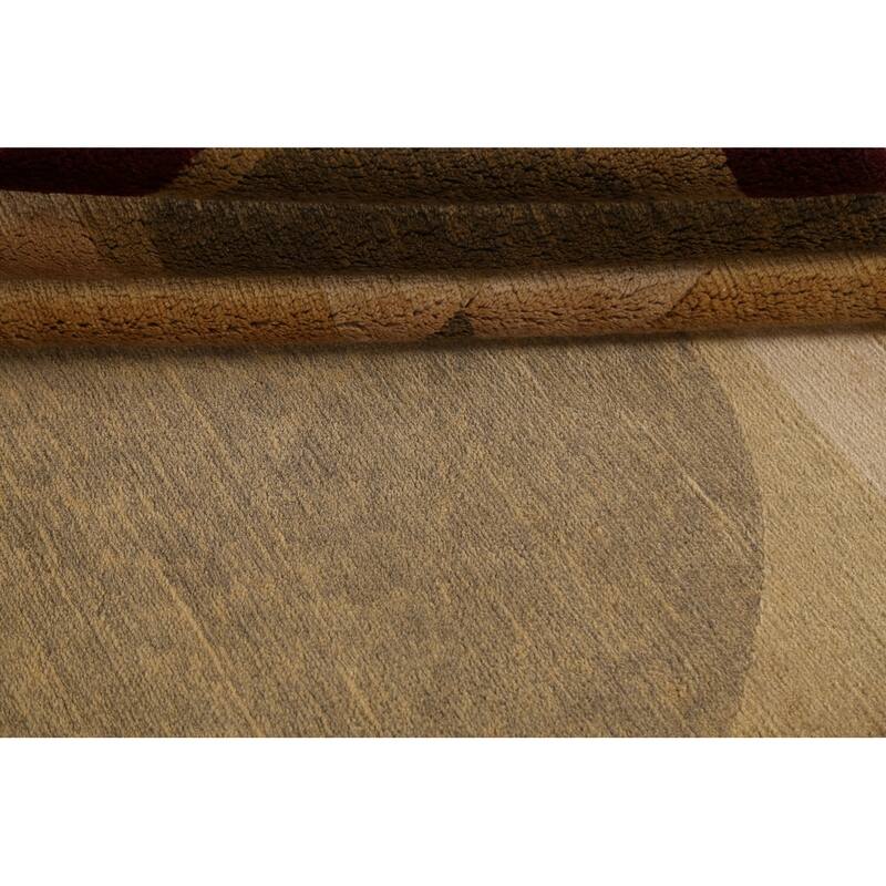 Vegetable Dye Geometric Oriental Nepalese Wool Area Rug Hand-knotted - 6'2" x 9'5"