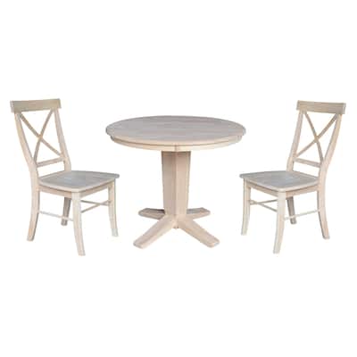 36" Solid Wood Round Top Pedestal Dining Table with Dining Chairs