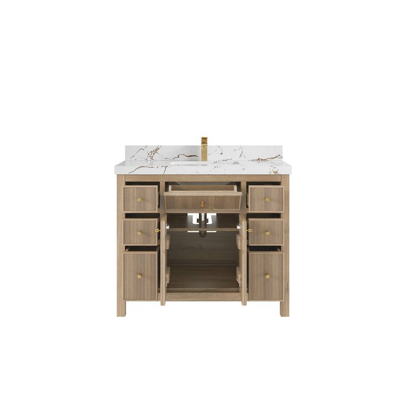 Willow Collections 42 in. W x 22 in. D Sonoma Teak Single Sink Bathroom Vanity with Countertop