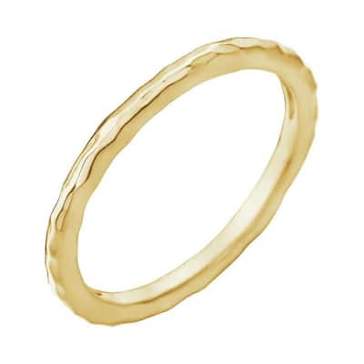 Curata 14k Yellow Gold 1.8mm Polished Hammered Stackable Ring
