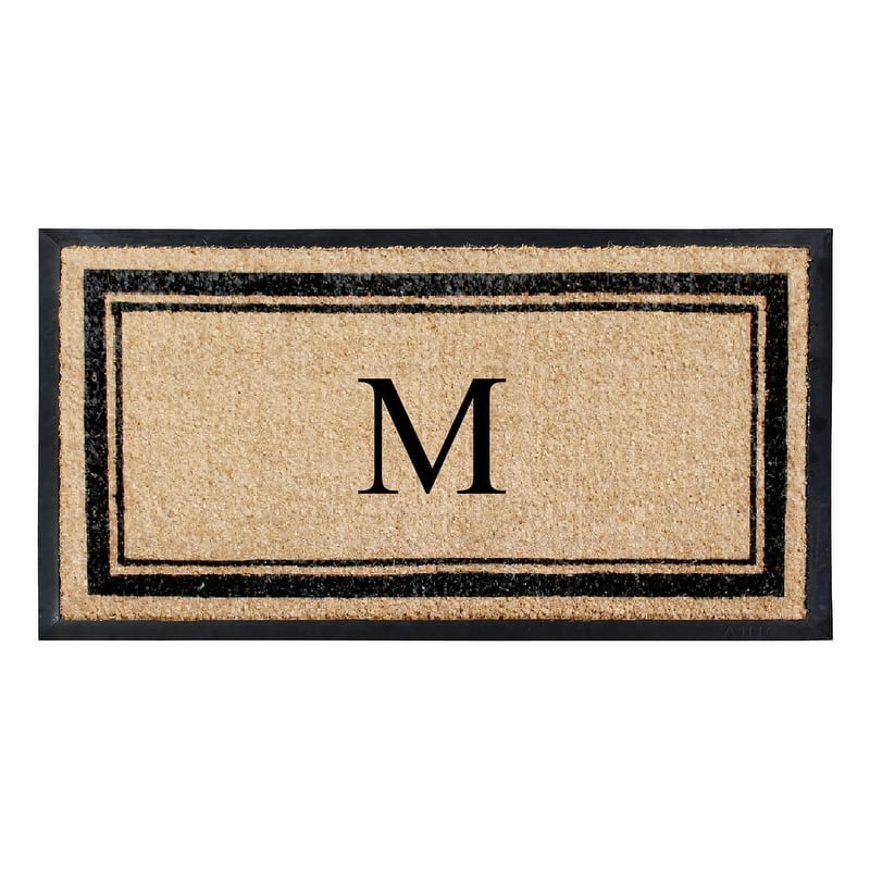 A1HC Picture Frame Natural Rubber & Coir Large Monogrammed Doormat 24"x48" - M