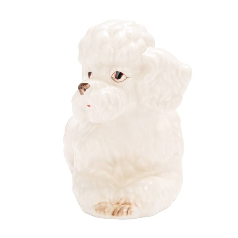 Vintage Reproduction Poodle Planter in Hand-Painted Stoneware - 8.0"L x 6.0"W x 5.5"H