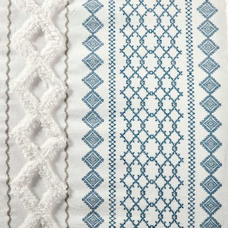 King/Cal King Cotton Printed Duvet Cover Set with Chenille