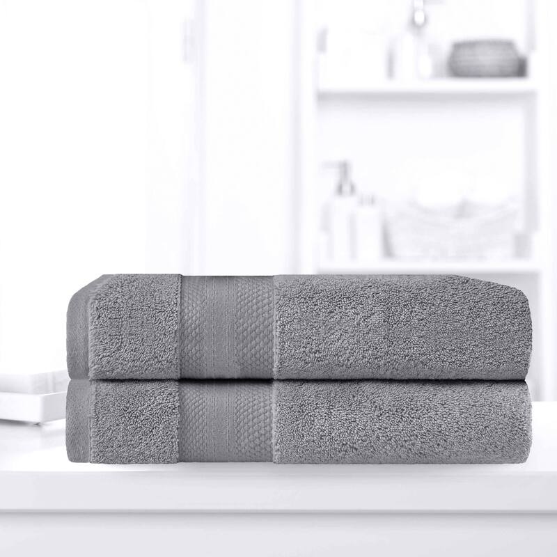 Superior Turkish Cotton Solid Heavyweight Bath Sheet Set of 2