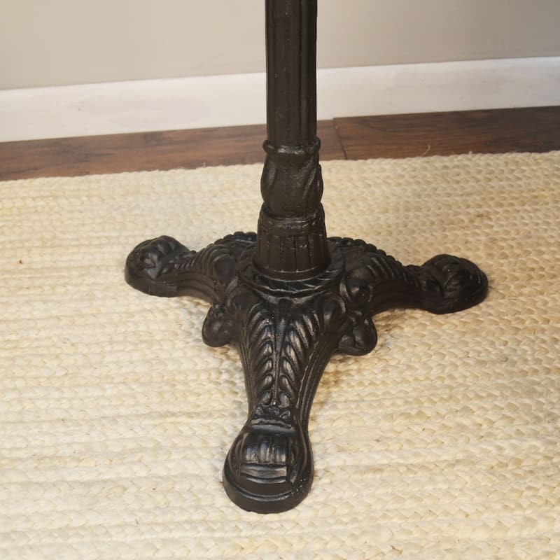 28" Chestnut Brown and Black Rustic Round Accent Table