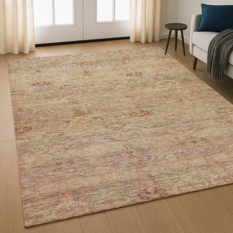 Premium Washable Super Soft Vintage Traditional Mayfield Rug - Coral - 9' x 12'