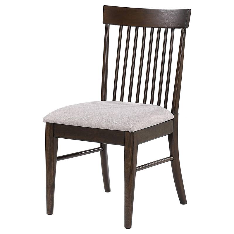 Eve Dining Side Chair Set of 2, Dark Walnut Brown Wood, Wheat Beige