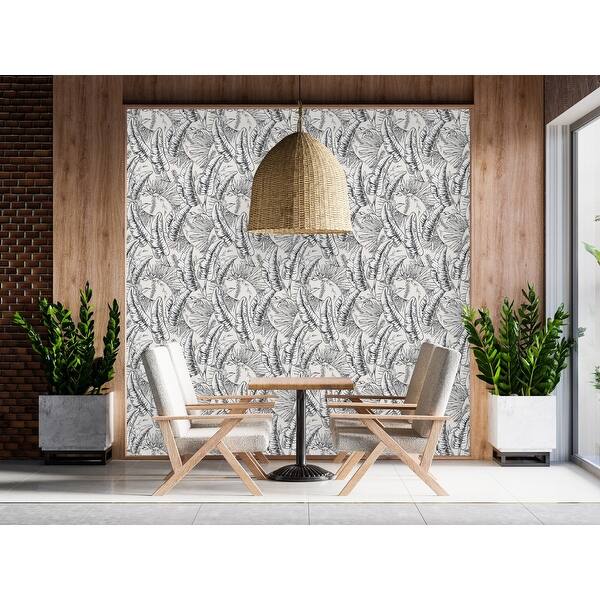 Black and White Palm Leaves Wallpaper Peel and Stick and Prepasted ...