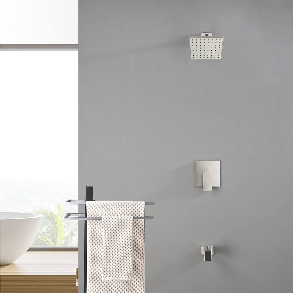 Modland Tub and Shower Faucet Set 6" Rain Head cUPC Pressure Balance Valve Anti-Scald Kit with Alloy Diverter Spout