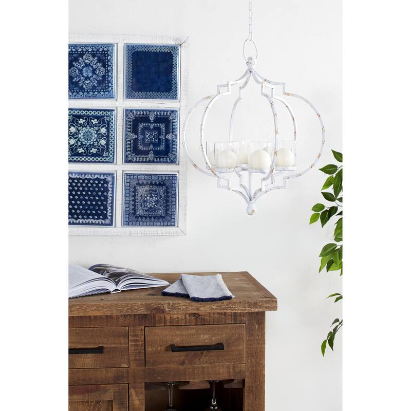 Elegant Decorative Metal Hanging Candelabra - Black or White