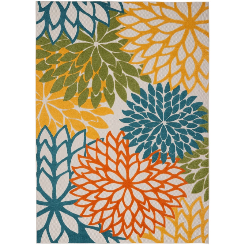 Nourison Alice Indoor/Outdoor Blue Floral Area Rug - 7' x 10' - Turquoise/Multicolor