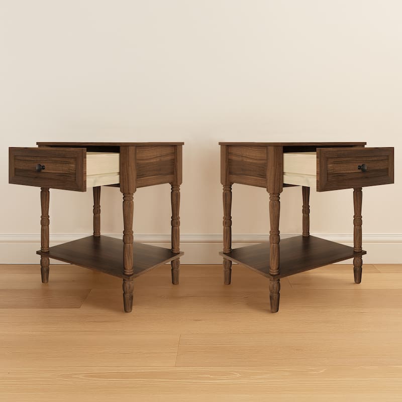 Clayfell Ruston 1 Drawer Nightstand (Set of 2)