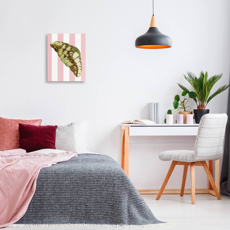 Stupell Disco Croissant & Pink Stripes Canvas Wall Art Design By Lil' Rue