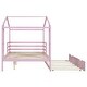 preview thumbnail 23 of 41, Full Size Wood House Bed with Roof & Fence, Multifunction Daybed Frame w/ Writing Board & Trundle for Kids Teens Girls/Boys