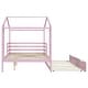 preview thumbnail 9 of 13, Pink Full Size Solid Wood House Bed with Trundle and Writing Board for Kids