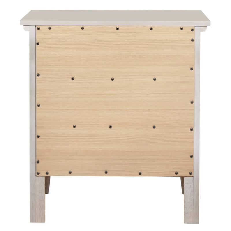 3-Drawer Silver Champagne Nightstand with English Dovetail Drawers, 26 Inch Real Wood Bedside Table