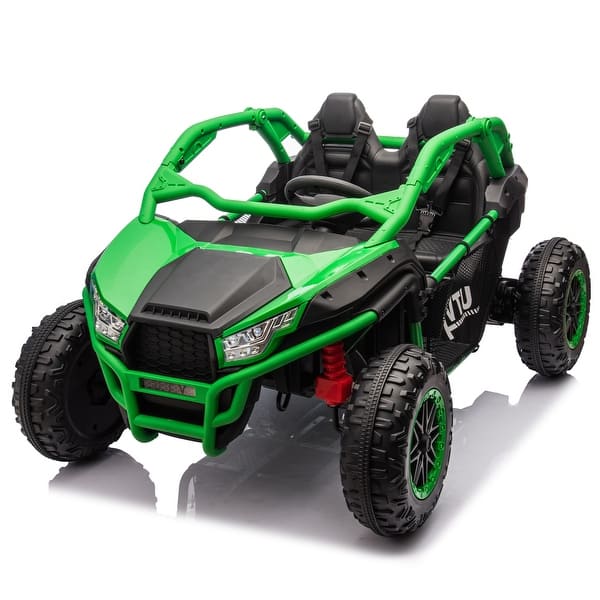 slide 2 of 54, 24V Two-seater Kids Ride On UTV w/Parents Control,400W Super High Power,Four-Wheel Suspension,Bluetooth,MP3,USB,LED Light,Horn Green