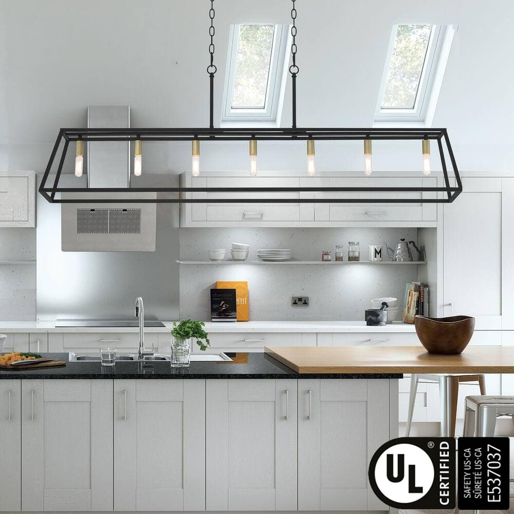 Acroma 7-Light 55 In Linear Modern Farmhouse Kitchen Chandelier-UL