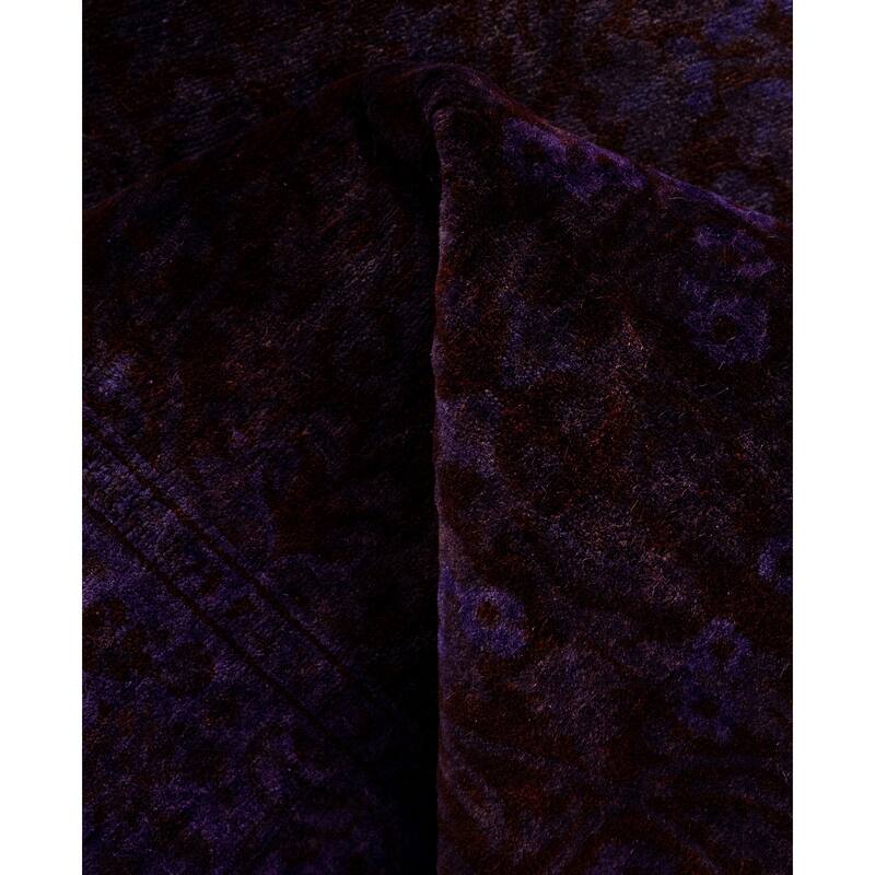 Overdyed One-of-a-Kind Hand-Knotted Runner Rug - Purple - 2' 8" x 8' 3"